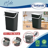 thumbnail of Tontarelli – 10 l Moda-Modell-Mülleimer mit Griff (schwarzer Eimer – weißer Deckel)