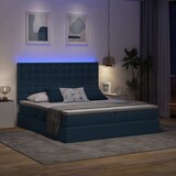 thumbnail of vidaXL Bett mit LED-Lichtleisten mit Kopfteil Blau 180 x 200 cm Stoff