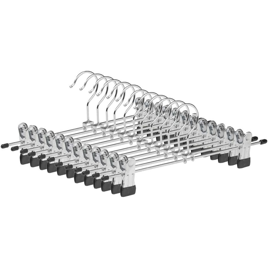 Percha de Metal | Percha de Metal con Pinzas | Diseño Elegante | Ideal para Faldas y Pantalones | Gancho de Acero Inoxidable Giratorio | Pack de 10