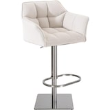 thumbnail of Banco de bar Damaso com revestimento em tecido branco/aço inoxidável