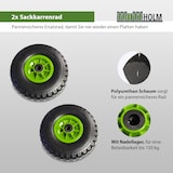 thumbnail of 2x Sackkarrenrad PU-Rad 260x85 mm 3.00-4 75 mm zentrierte Nabe Ø 20 mm grün Vollgummi Bollerwagen