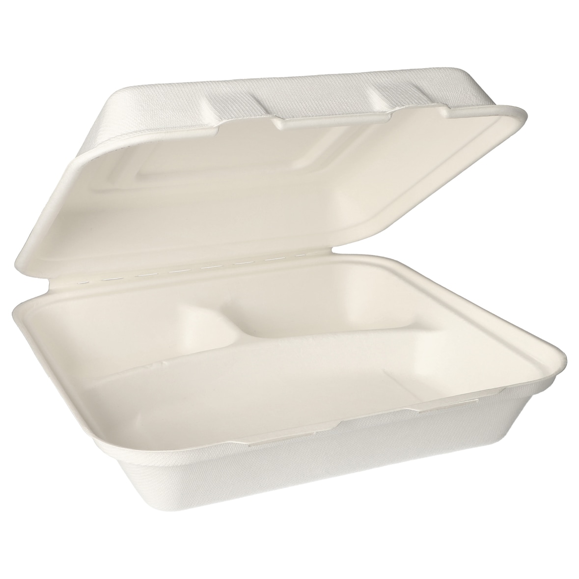 PAPSTAR, Menuboxen suikerriet "pure" 3-vaks 8 cm x 24 cm x 24 cm wit