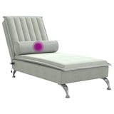 thumbnail of vidaXL Massage-Chaiselongue mit Nackenrolle Hellgrau Samt