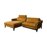 thumbnail of KAWOLA Sofa MALTA Ecksofa Stoff gold mit motorischer Relaxfunktion und Kopfstütze Recamiere links