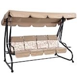 thumbnail of Columpio de jardín 4 plazas MIZAR XL reclinable y convertible en cama, estructura de metal, techo regulable de poliéster impermeable (Bronce Hibiscus)