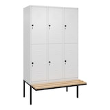 thumbnail of C+P Spind Classic PLUS, Buche schwebende Sitzbank, 6 Abteile, HxBxT 212x120x82cm, Sicherheitsdrehriegel, Verkehrsweiß von PROREGAL
