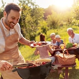 thumbnail of Relaxdays Kugelgrill, Ø 44 cm Grillrost, Outdoor BBQ, Holzkohlgrill m. Rädern & Standfuß, Auffangschale, Smoker, schwarz