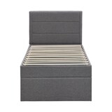 thumbnail of Merax Hydraulisches Polsterbett 90x200 aus Leinen Einzelbett Funktionsbett mit Gepolstertes Kopfteil & Lattenrost Grau