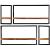 thumbnail of SIT Möbel Conjunto de prateleiras de parede|4 peças|Pavimentos em madeira de mangueira natural|Moldura sucata preta antiga|L95xP25xA75cm|09200-10