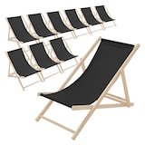 thumbnail of ECD Germany 10er Set Liegestuhl klappbar Schwarz Holz, verstellbar 3 Positionen bis 120 kg, Sonnenliege Gartenliege Strandstuhl