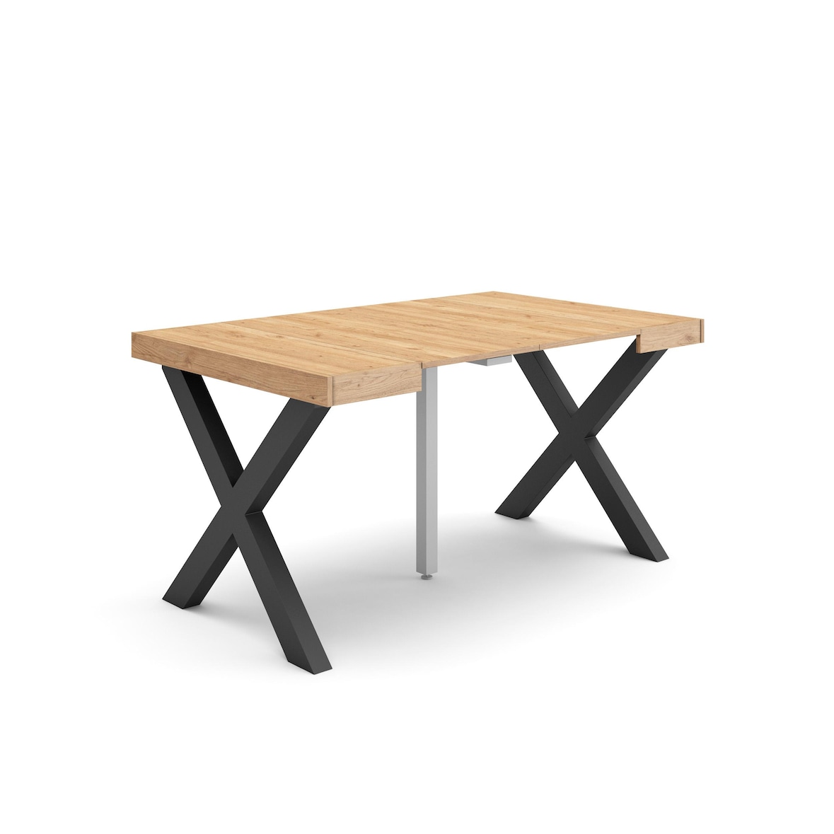 Ausziehbarer Konsolentisch, 140x90x73cm, Für 6 Personen, Holzbeine, Moderner Stil, Eiche _ 161_35