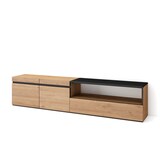 thumbnail of Mueble TV, Televisión, 200x35x45cm, Para TV hasta 80", Con almacenamiento, Roble y negro _ 46_25