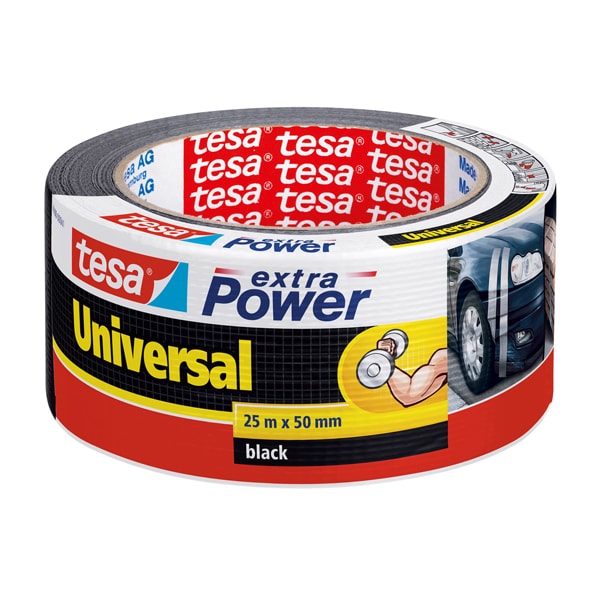 tesa Gewebeband extra Power Universal Schwarz 50 mm (B) x 25 m (L) Gewebeband