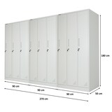 thumbnail of PROREGAL Mega Deal 3x Spind ELEPHANT Metall komplett montiert 3 Abteile 180x90x50cm Kleiderstange & Kleiderhaken Lichtgrau Spindschrank Kleiderschrank