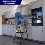 thumbnail of PROREGAL Profi-Trittleiter klappbar 3 geriffelte Stufen aus Kunststoff 106x48x70cm Traglast 150kg Stahl Schwarz Klapptritt Klappleiter Haushaltsleiter