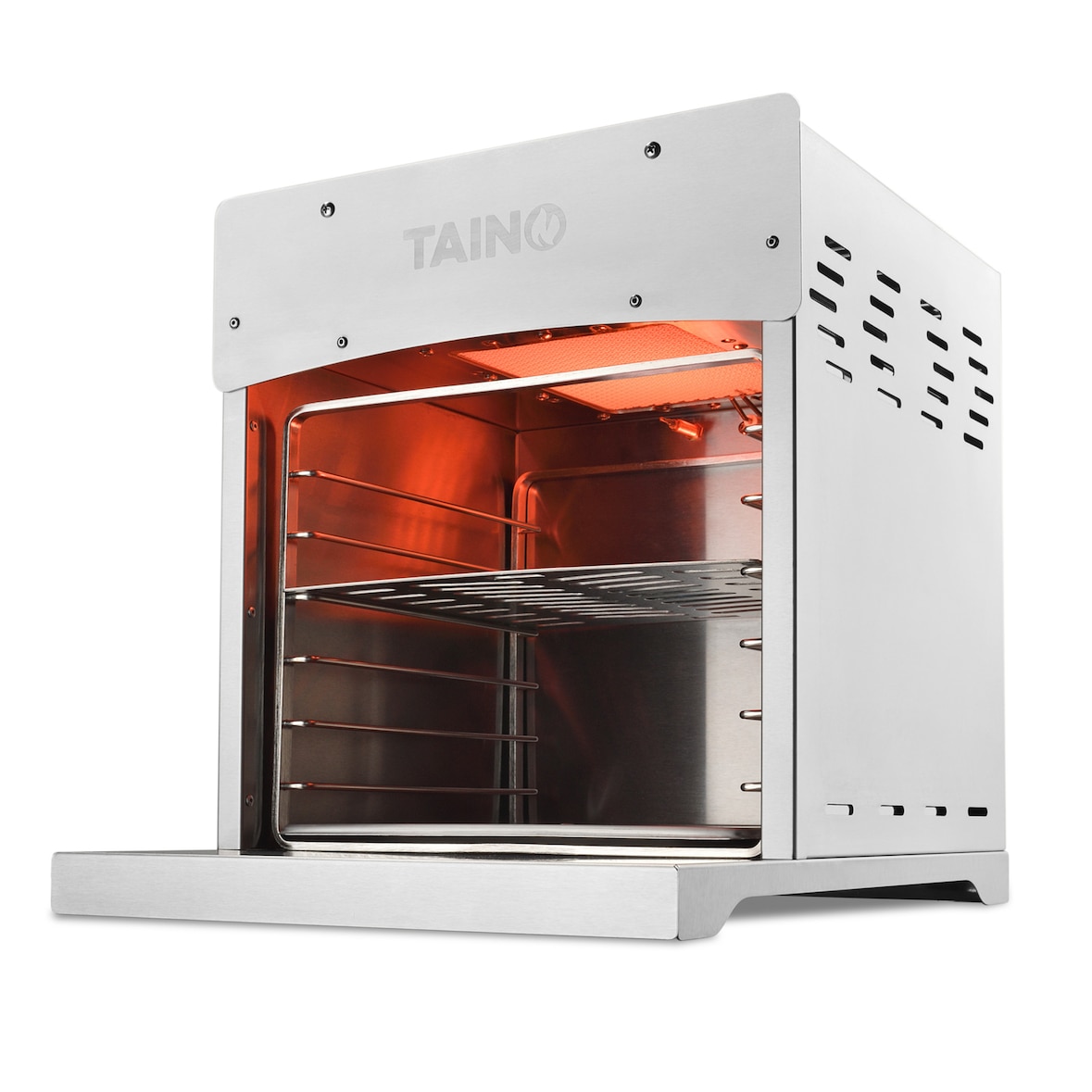 TAINO XXL Hochleistungsgrill Gas bis 800°C mit Pizzastein Edelstahl Silber