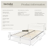 thumbnail of tectake Letto in metallo con rete a doghe dal design romantico - 200 x 140 cm, bianco/bianco - 404517