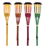 thumbnail of LED Solar Gartenfackel Bambus simulierter Flammeneffekt pink Solarfackel Garten