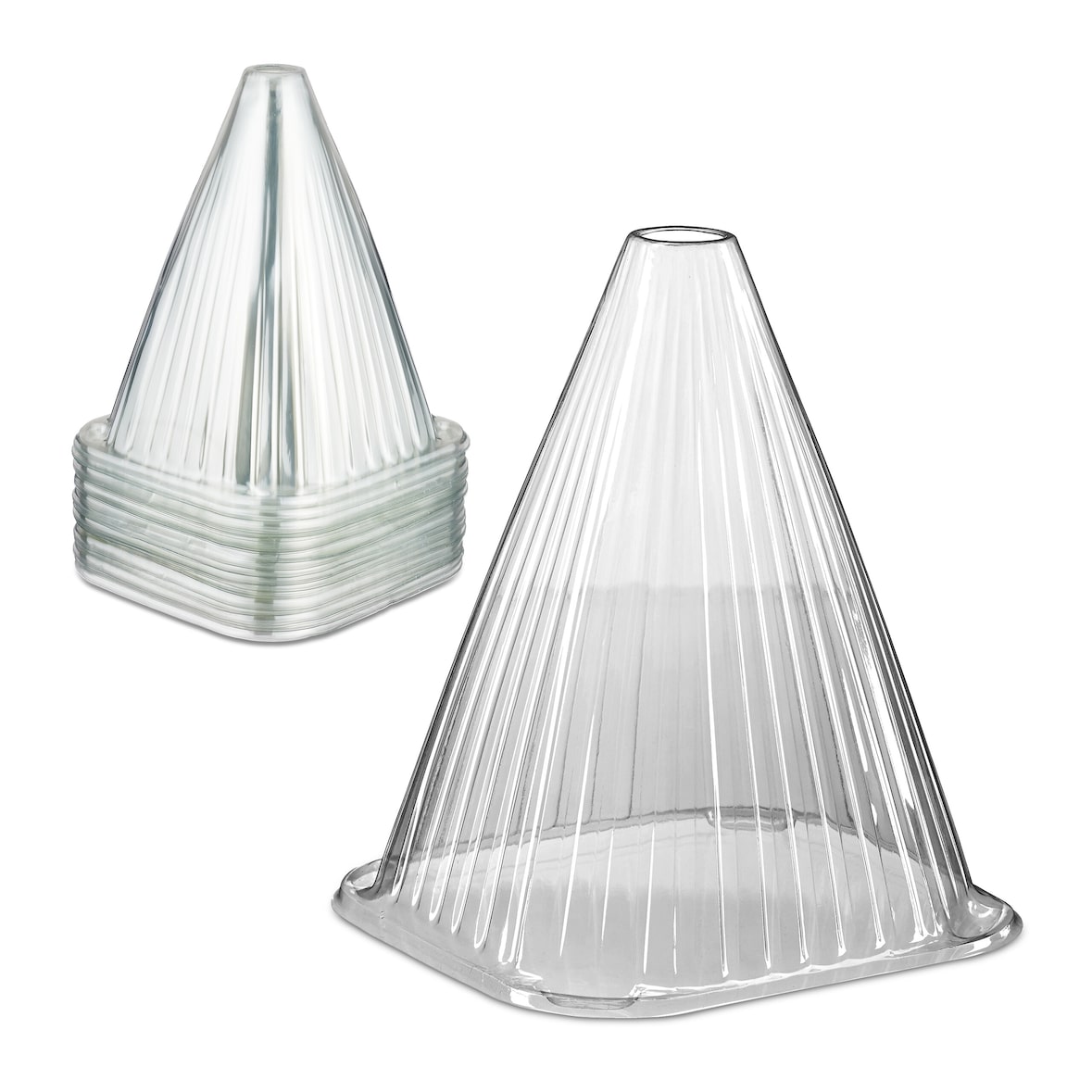 Relaxdays Pflanzenhut, 80er Set, Schneckenschutz, Frostschutz, HxBxT: 22 x 19 x 19 cm, Pflanzenhütchen PVC, transparent
