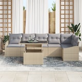 thumbnail of vidaXL 7-teiliges Gartensofa-Set mit Kissen in Beige aus Poly-Rattan