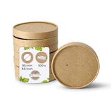 thumbnail of BIOZOYG Pappdeckel Suppenbecher 500 Stück Ø 95 mm Braun  Suppenterrine mit Deckel Beschichtet Einweg  Kartondeckel Membrandeckel mit Luftlöchern