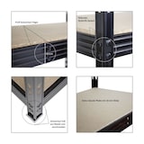 thumbnail of PROREGAL Mega Deal 4x Profi Schwerlastregal Rhino | HxBxT 180x200x60cm | 4 Spanplatten-Ebenen 16mm | Fachlast 500kg | Schwarz