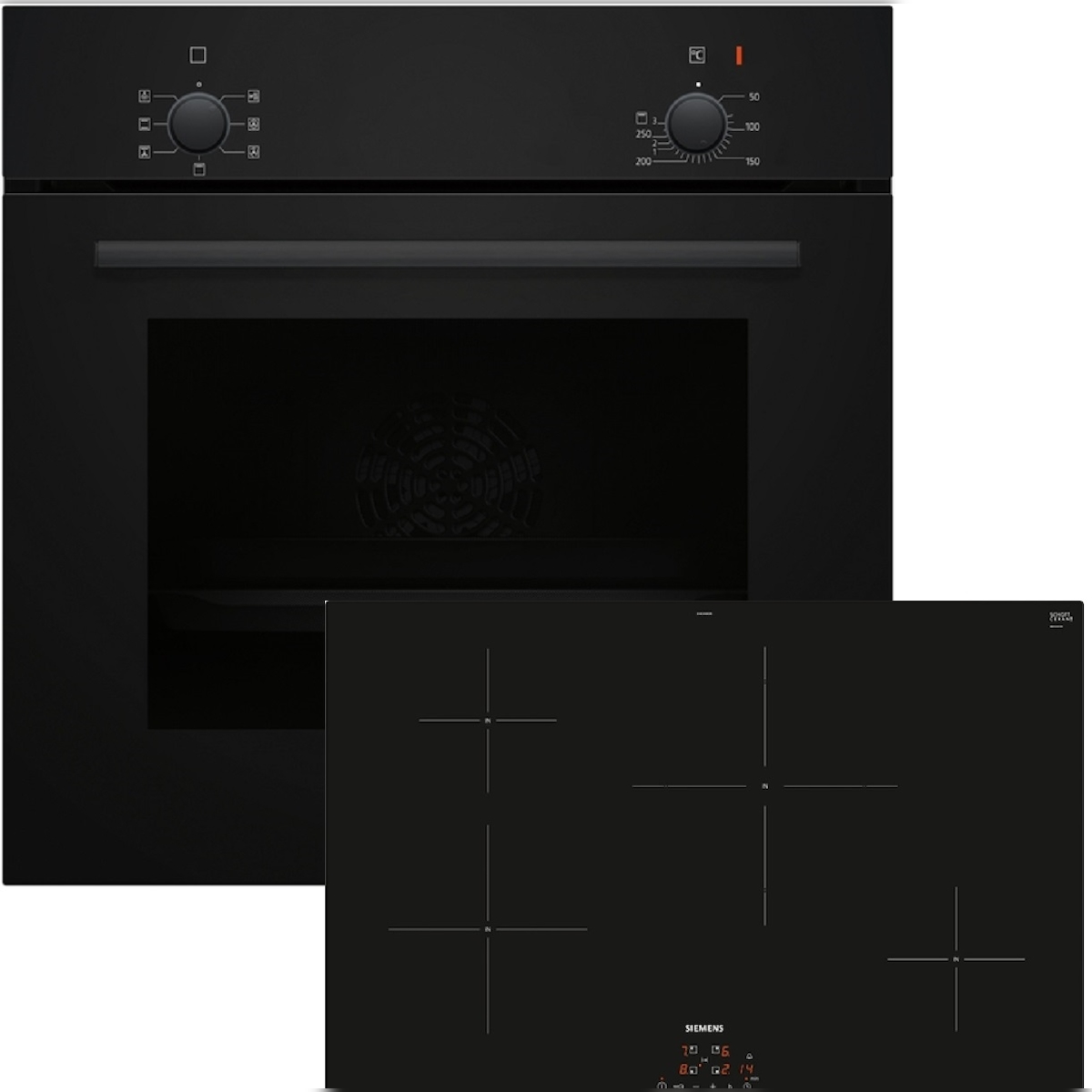 Siemens Einbau-Backofen-Set EQPOWER05I, HB010FBA1 + EH83KBEB5E, Einbau-Backofen, Induktionskochfeld