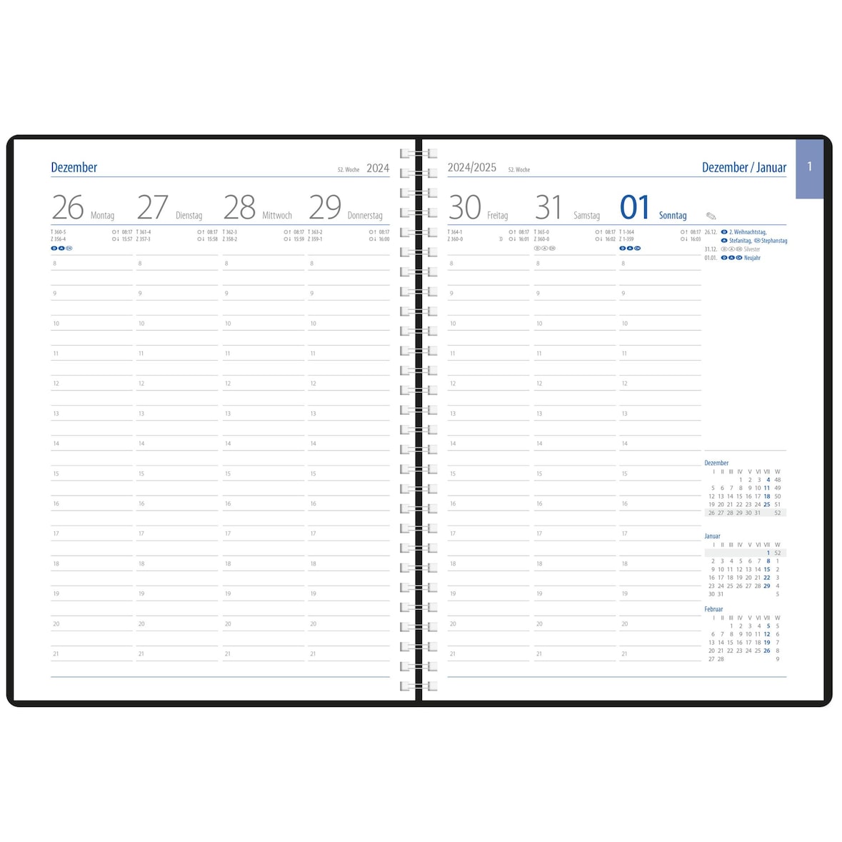 EURO-Timer mit Wire-O-Bindung, Tucson grau