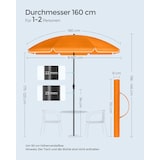 thumbnail of Sonnenschirm 160 cm, Sonnenschutz, UPF 50+, Strandschirm, beidseitig um 30° knickbar, höhenverstellbar, mit Tragetasche,  ohne Ständer, orange