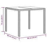 thumbnail of vidaXL Gartentisch mit Glasplatte Schwarz 90x90x75 cm Poly Rattan