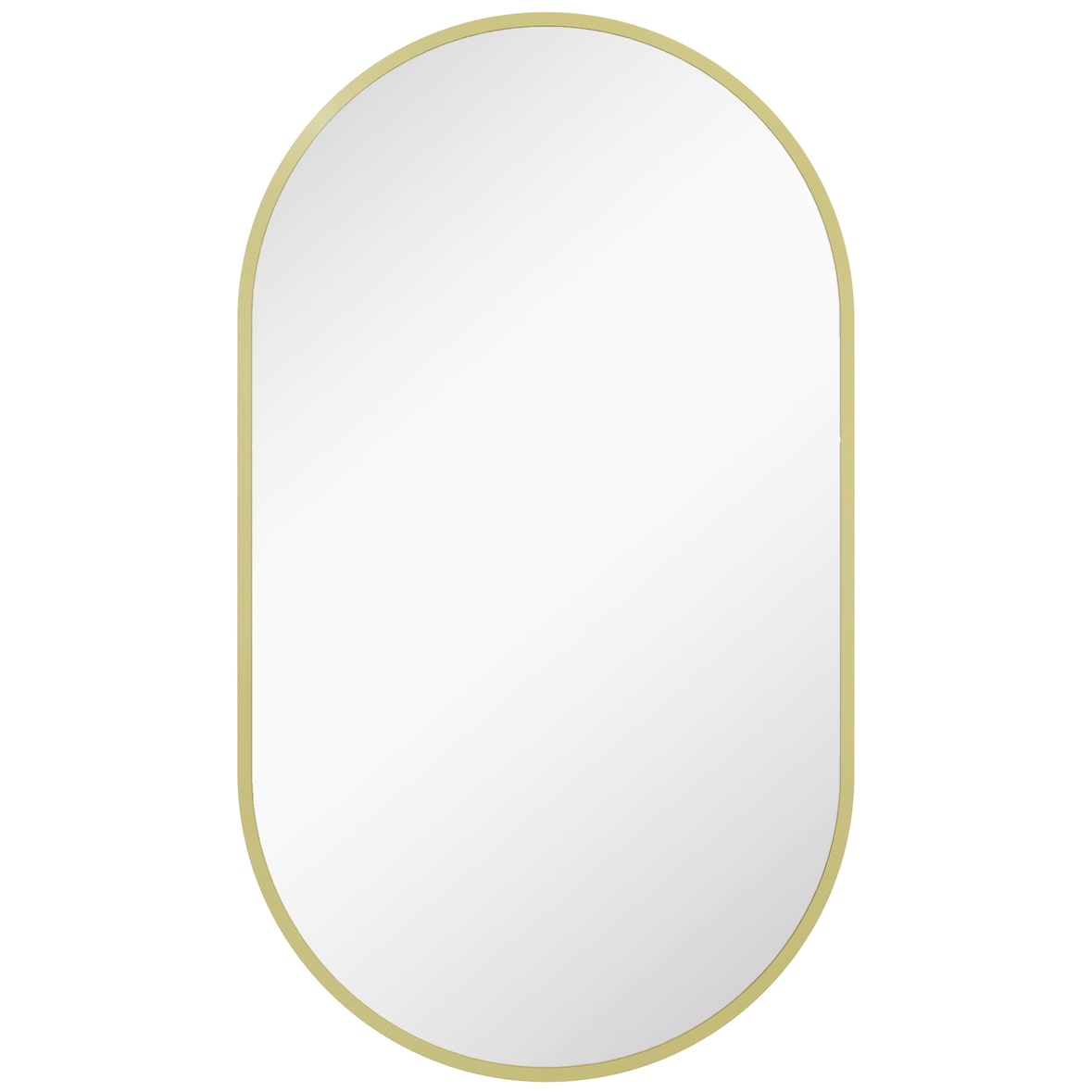 HOMCOM espejo de baño ovalado 40x70 cm con marco de aluminio espejo de pared decorativo horizontal o vertical para salón entrada pasillo dorado