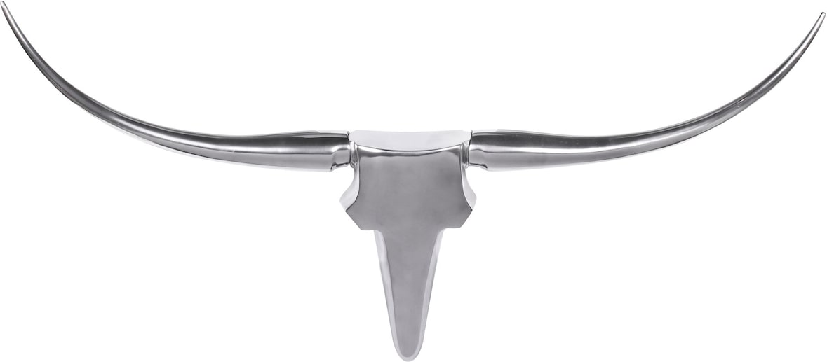 Deko Geweih Bull M in Silber, Aluminium, Einzigartig durch Handarbeit - Einfache Montage. Silber, 100x6x40 cm | Kadima Design