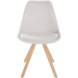 thumbnail of Lot de 4 chaises de salle à manger Sofia en tissu Pieds en bois Crème/Nature (rond)