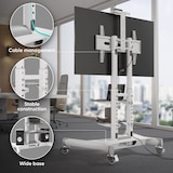 thumbnail of ONKRON Soporte TV con ruedas para pantallas de 40”-70" hasta 45,5 kg Soporte TV móvil Max VESA 600x400 Altura Ajustable TS1552-W Blanco