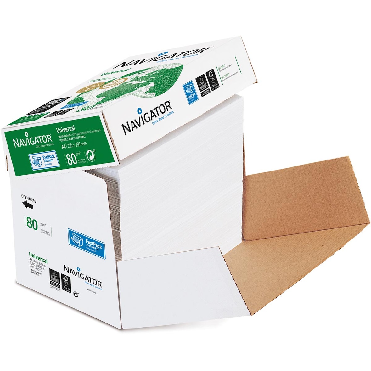 NAVIGATOR Kopierpapier UNIVERSAL, DIN A4,  80 g/m², Öko-Box: 2.500 Blatt, weiß