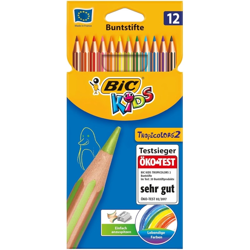 Etui de 12 crayons de couleur Tropicolors 2, mine pigmentée, coloris assortis