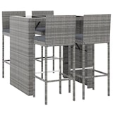 thumbnail of vidaXL 5-tlg. Gartenbar-Set mit Kissen Grau Poly Rattan