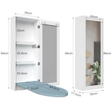 thumbnail of Wandmontierter Bügelschrank mit Spiegel Weiß 94x34x18 cm klappbares Bügelbrett mit Ablagen und Haken MDF platzsparend