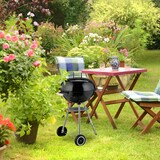 thumbnail of Relaxdays Kugelgrill, Ø 44 cm Grillrost, Outdoor BBQ, Holzkohlgrill m. Rädern & Standfuß, Auffangschale, Smoker, schwarz