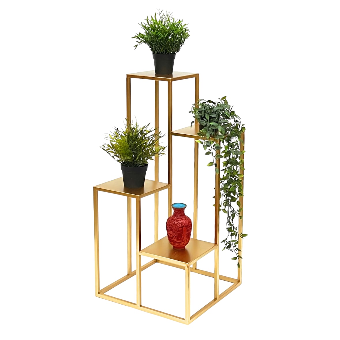 DanDiBo Blumentreppe Metall Gold 82 cm Pflanzentreppe Blumenständer 96505 Blumensäule Modern Pflanzenständer Blumenhocker