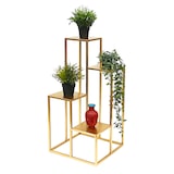 thumbnail of DanDiBo Blumentreppe Metall Gold 82 cm Pflanzentreppe Blumenständer 96505 Blumensäule Modern Pflanzenständer Blumenhocker