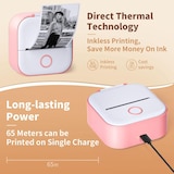 thumbnail of Mini Imprimante Portable Bluetooth Pour Étiquettes Et Photos Rose Blanc + Vert YONIS