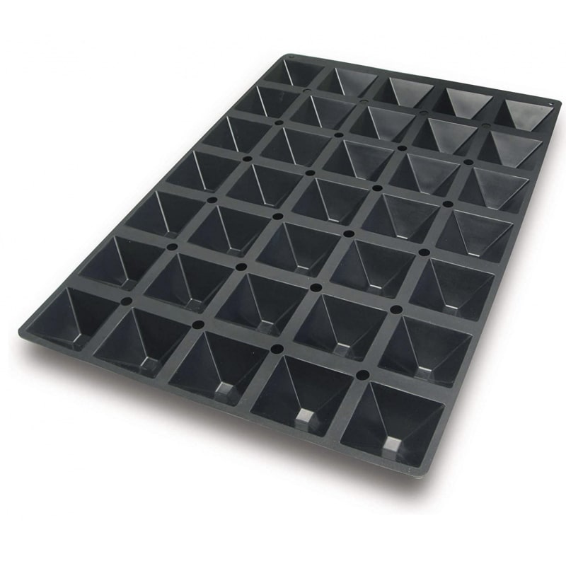 LACOR Platin-Silikonform BLACK 60x40 für PYRAMIDS 35 Kavitäten von 65x65x35 mm, 61 ml
