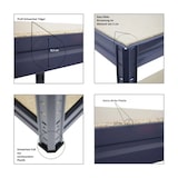 thumbnail of PROREGAL Etabli DINO réglable en hauteur, HxLxP 90x160x60cm, Capacité de charge 600kg, Gris, Etabli d’Atelier, Table de Travail & Bricolage