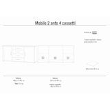 thumbnail of SARMOG MOBILE 2 ANTE 4 CASSETTI KIT L174 P41 H84 in truciolare nobilitato color ossido bianco