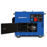 thumbnail of Generatore diesel EBERTH 5000W, 10 CV, trifase, E-start, 400V/230V/12V, AVR, con telaio, maniglie e ruote