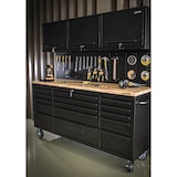 thumbnail of Werkplaatswerkbank op wielen 3-deurs kast 182 x 51 x 186 cm 15 laden met remmen - Houten werkblad 500kg draagvermogen VITO