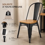 thumbnail of Kosmi - Lot de 4 chaises en métal Noir Mat et Assise en Bois Clair - Style Industriel