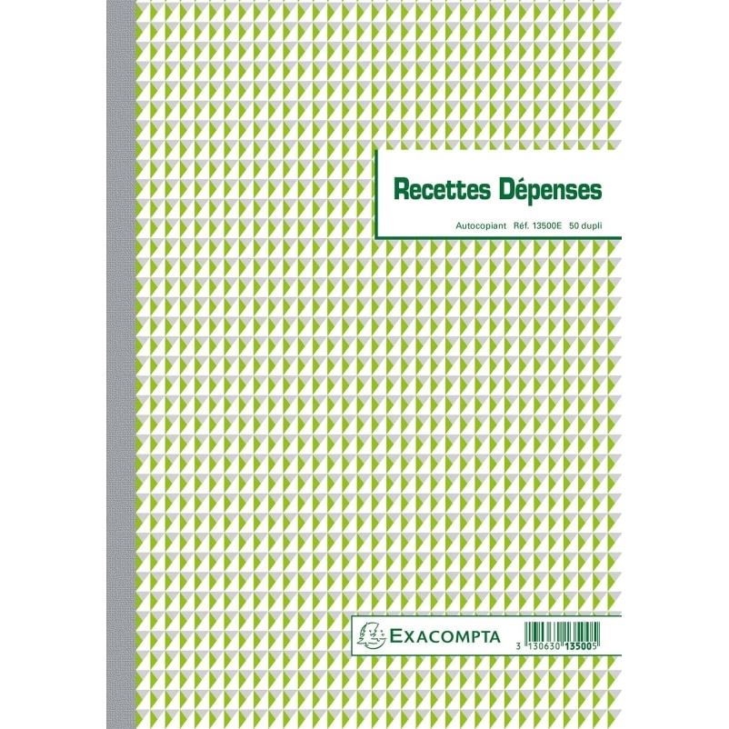 Lot de 5 Manifold Recettes Dépenses, 29,7x21 50 dupli autocopiant