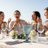 thumbnail of Solycarpa Juego 6 Copas Cristal Transparente (2 Rosa, 2 Azul, 2 Ámbar) para Fiesta, Boda o Bautizo. Ideales para vino, cava o agua.